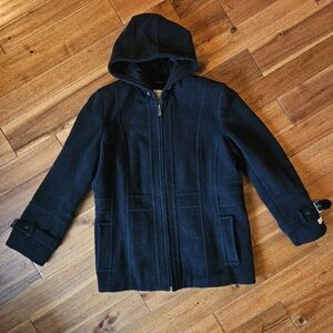 Vintage St. Johns Bay Black Wool Cashmere Blend Peacoat Size 1x